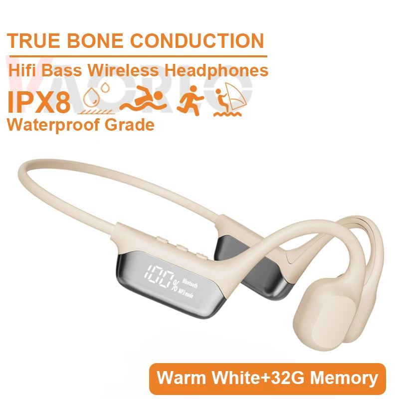 Bone Conduction Headphone Bluetooth 5.4+(32G)MP3 Bass Smart Voice Wireless Headset IPX8 Waterproof Swimming Earphone Multipoint