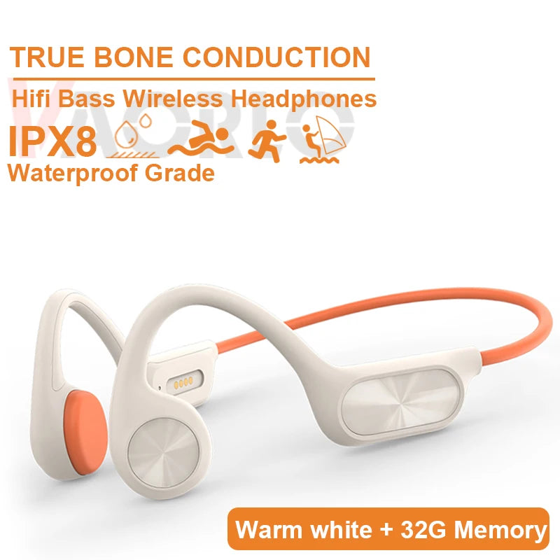Bone Conduction Headphone Bluetooth 5.4+(32G)MP3 Bass Smart Voice Wireless Headset IPX8 Waterproof Swimming Earphone Multipoint