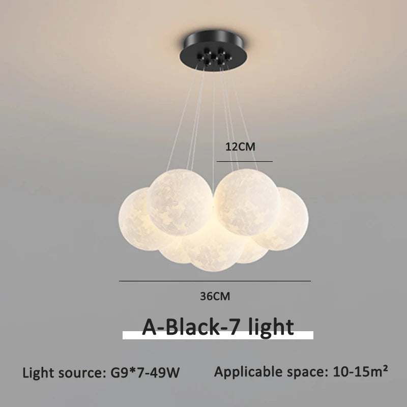 Children Chandelier Lights for Bedroom Living Room Lighting Modern Bubble Pendant Lamps 3D Printing Moon Sconces Remote Control
