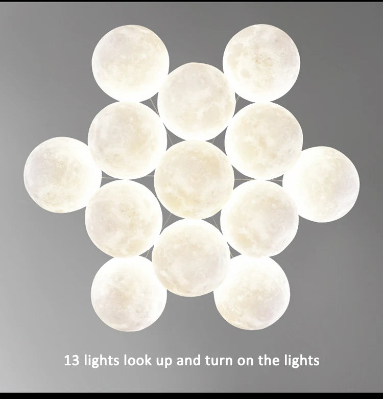 Children Chandelier Lights for Bedroom Living Room Lighting Modern Bubble Pendant Lamps 3D Printing Moon Sconces Remote Control