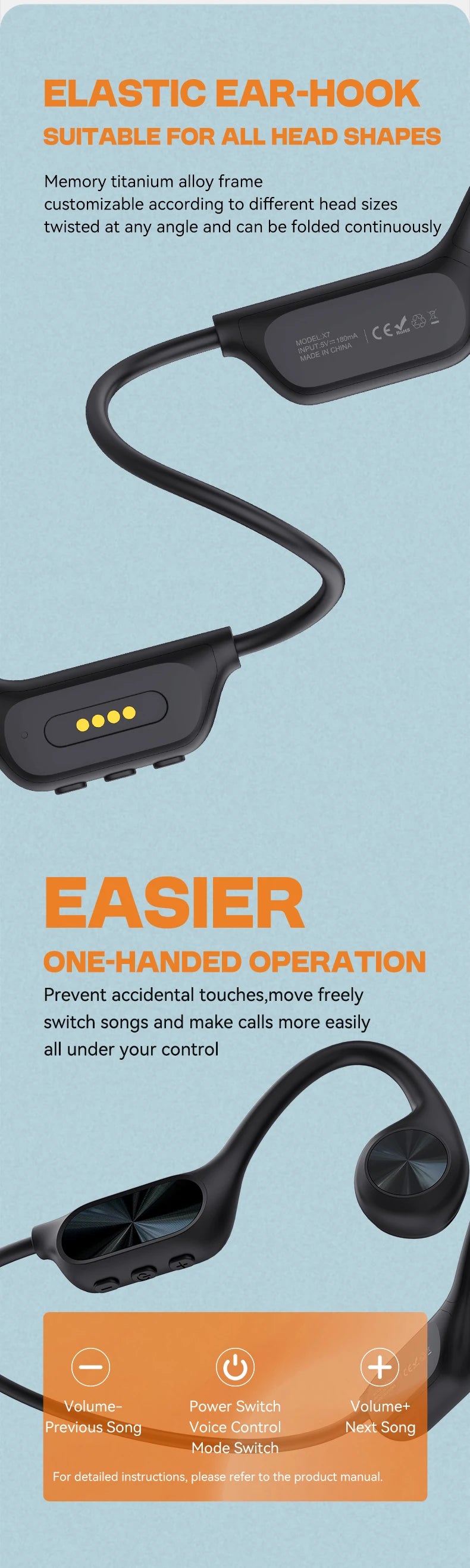 Bone Conduction Headphone Bluetooth 5.4+(32G)MP3 Bass Smart Voice Wireless Headset IPX8 Waterproof Swimming Earphone Multipoint