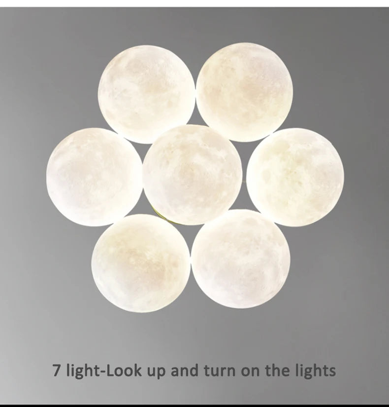 Children Chandelier Lights for Bedroom Living Room Lighting Modern Bubble Pendant Lamps 3D Printing Moon Sconces Remote Control