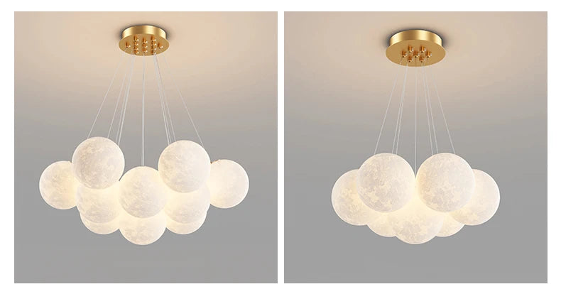 Children Chandelier Lights for Bedroom Living Room Lighting Modern Bubble Pendant Lamps 3D Printing Moon Sconces Remote Control